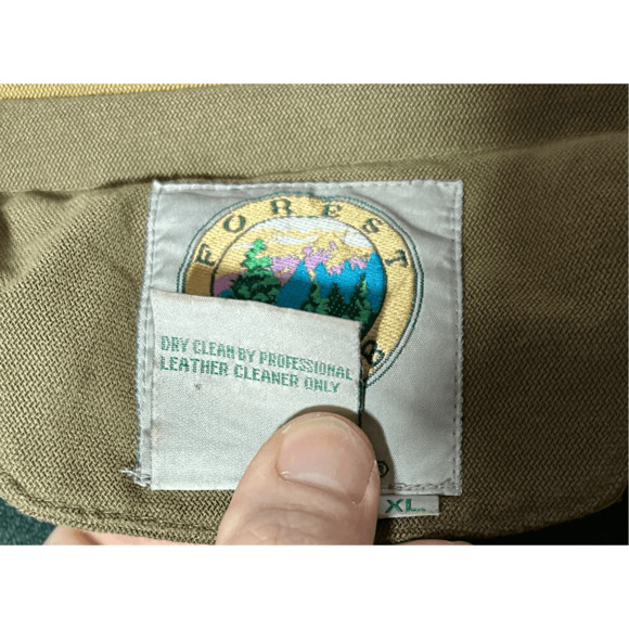 Vtg Rainforest Canvas Field Coat Leather Collar Forrest Club Flannel Lined XL - Picture 6 of 10